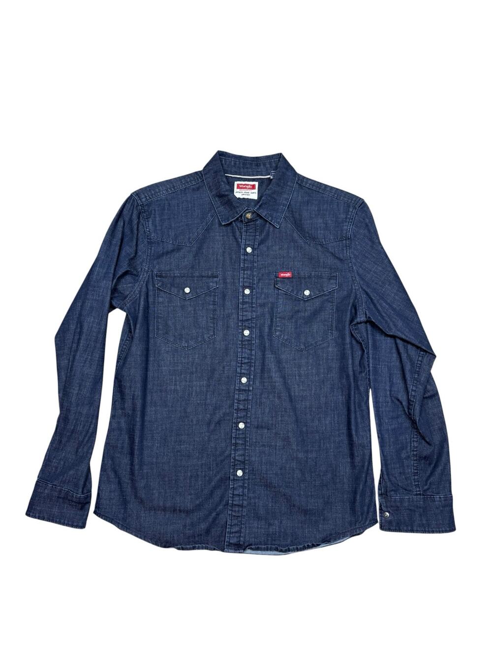 Y2k 00s Wrangler Western Retro Denim Button Front Shirt Men's Medium